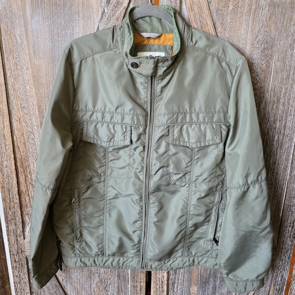 Tommy Bahama Jacket Men's Size Medium Army Green Zip Up Nylon Cargo Pockets